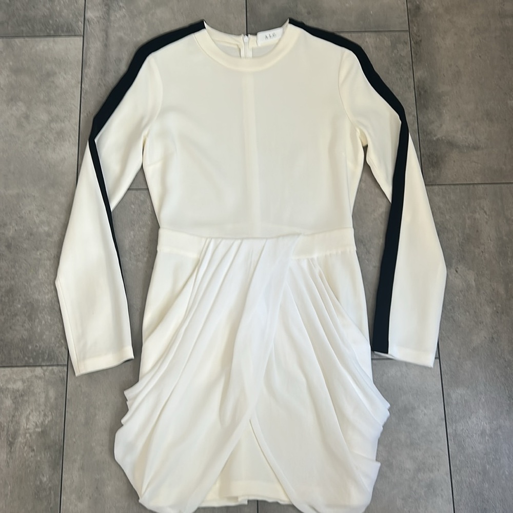 A.L.C. white tolan mini dress with black side stripe 4